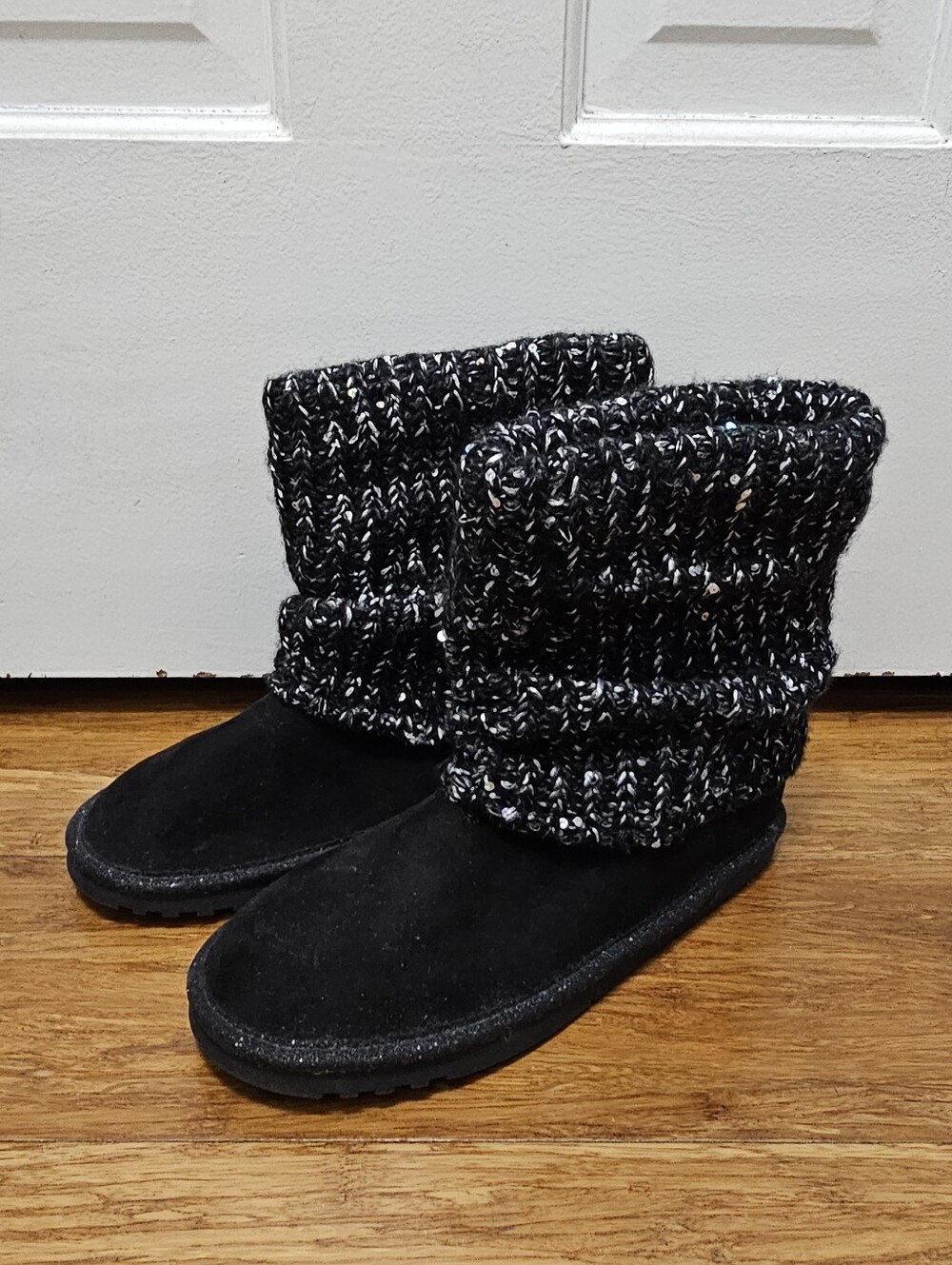 Kohl's SO Gemma Black Knit Sweater Slouch Boots Girls Size 4 Sparkle